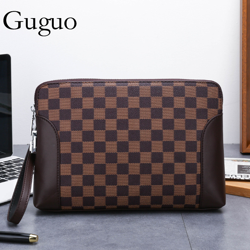 Guguo Free Shipping New Designer Bag High-end Shopping Bag Men's Clutch Bag Password Lock Clutch Bag Plaid Casual Fashion Clutch Bag