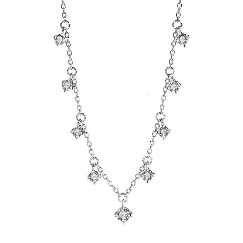 S925 Sterling Silver Moissanite Necklace Retro Senior Sense Bright Star Collarbone Chain for Girlfriend Birthday Gift