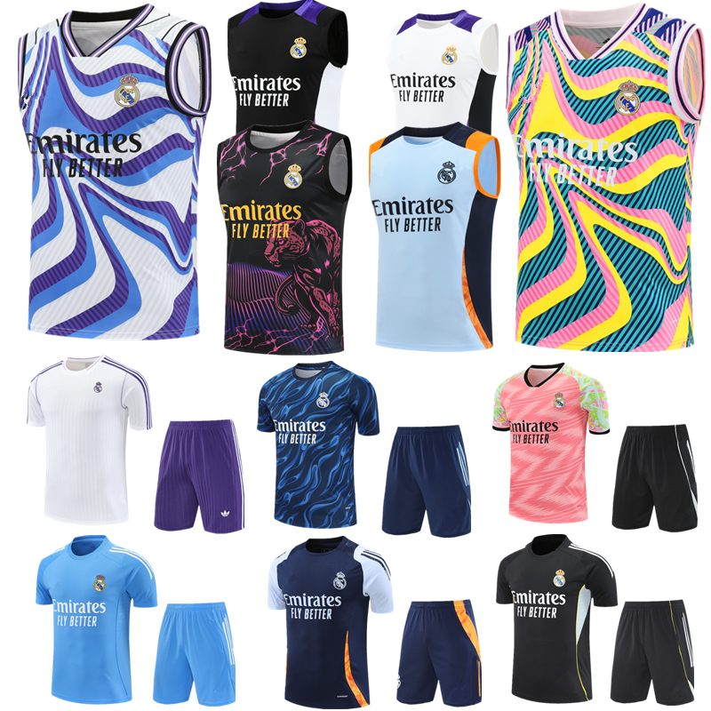 2025 26 Madrids Tracksuits Finals soccer jersey football shirt 25 26 men AND kids pre-match training suit Short sleeved CAMAVINGA Rudiger camiseta 25 26 NEW uniforms
