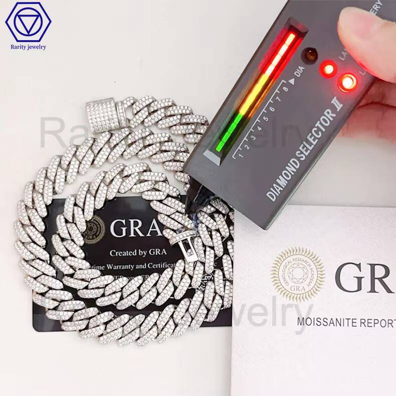 Rarity in Stock Iced Out Bling Diamond Hip Hop 12mm Wholesale Moissanite Chain Cuban Jewelry for Man Cuban Link Chain