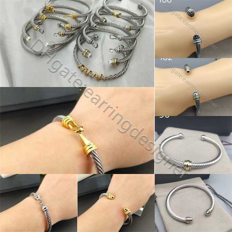 4/5MMthickBracelet Twisted Pearl Head Designer Jewelry Women Fashion Versatile Twist Luxury Bracelets Platinum Plated Wedding Gifts