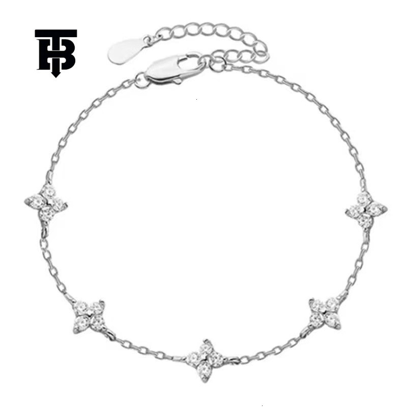 TB BHULAMTE French Romantic Starry Sky Sparkling Accessories Women's Clover Bracelet Light Luxury Niche Design Simple Floral Jewelry Z260313