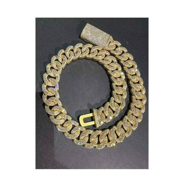 Hot Selling 925 Pure Silver Cuban Rose Gold Necklace High Quality 30mm 24 Inch VVS Moissanite Top Seller