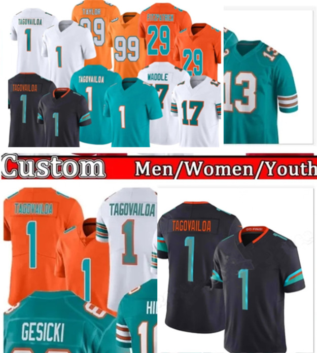 Miamiss Dolphines jersey #1 Tua Tagovailoa #10 Tyreek Hill Jaylen Waddle Dan Marino Jason Taylor Odell Beckham Jr Jalen Ramsey Mostert DeVon Achane jersey