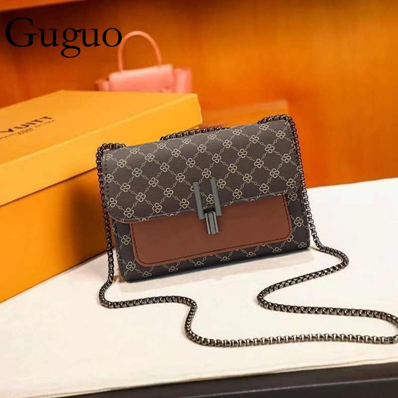 Guguo Free Shipping New Designer Bag High-end Shopping Bag Luxury Crossbody Bag Small Square Bag Polka Dot Print Versatile Fashion Shoulder Bag Chain 