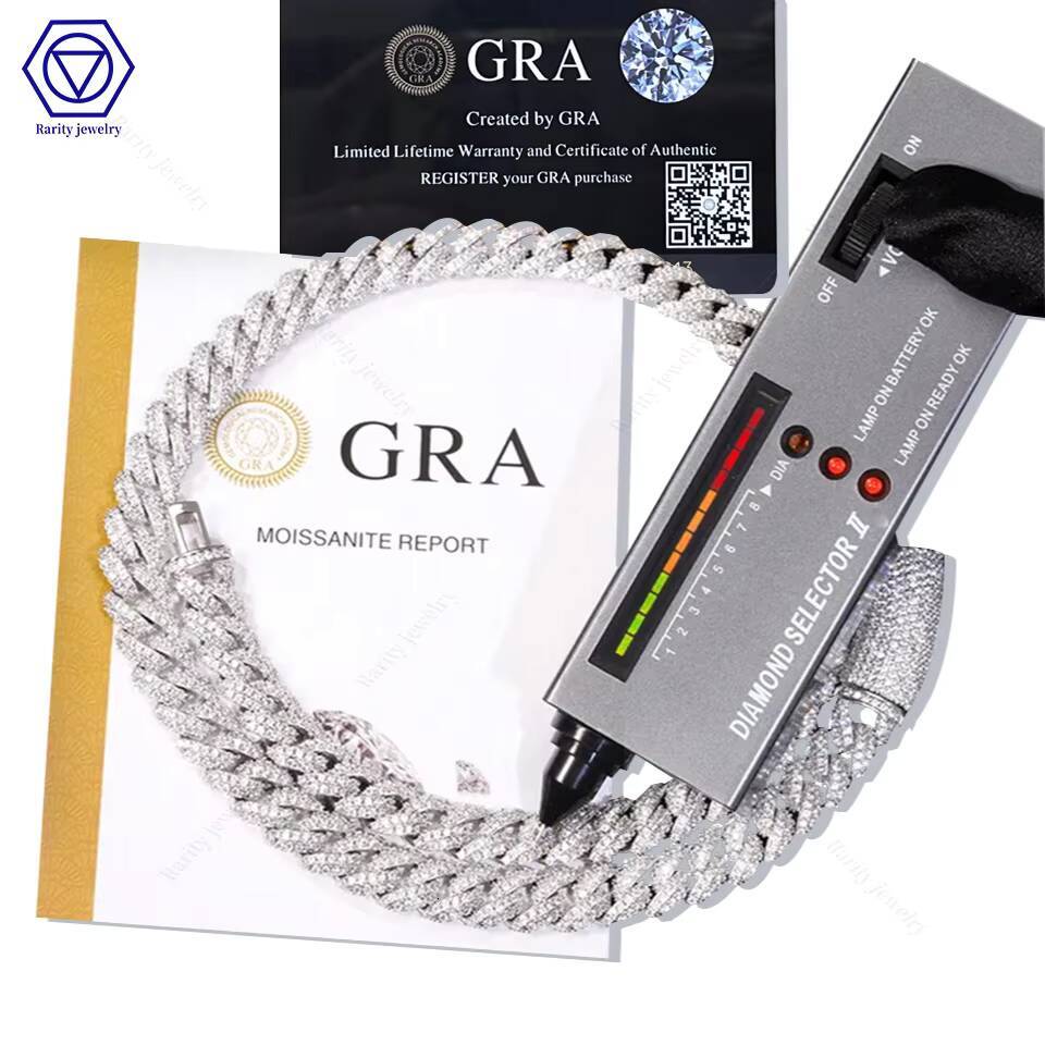 Rarity Factory Price GRA Iced Out Hip Hop Jewelry Thick Heavy Vvs Moissanite Bracelet 8mm Cuban Link Chain with Diamond
