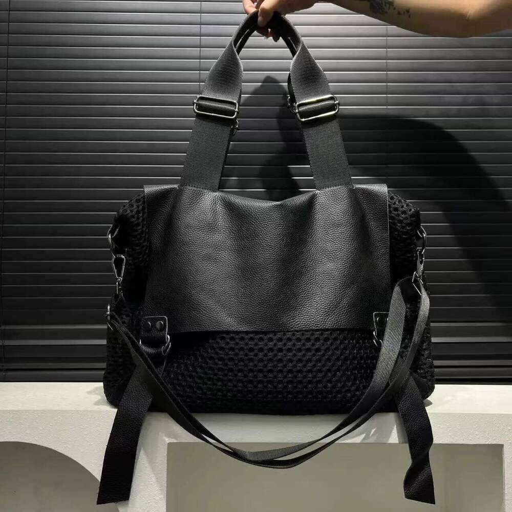 Ladies' Fashionable Retro Mesh Tote With Large Capacity And Personalized Splicing, Single Shoulder Diagonal Cross Bag