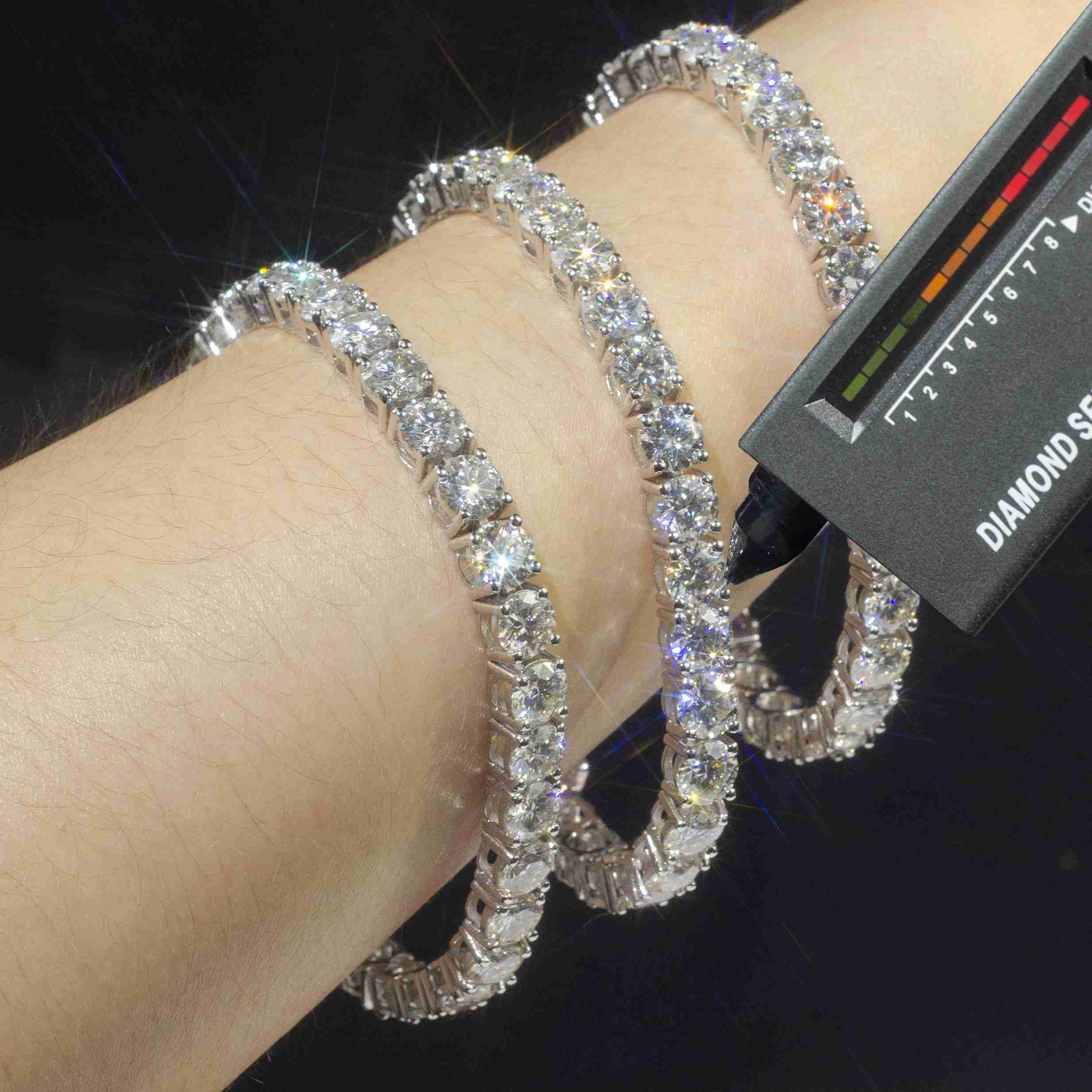 Hip Hop Style 3MM Gold Plated Moissanite Tennis Bracelet Pass Diamond Tester Round Brilliant Cut 925 Silver Fine Chain Jewelry