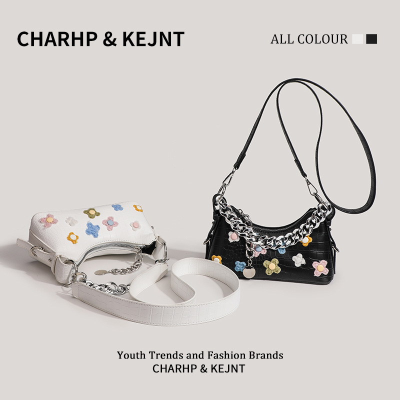 CHARHP&KEJNT this year's popular flower baguette premium texture small armpit cross-body bag