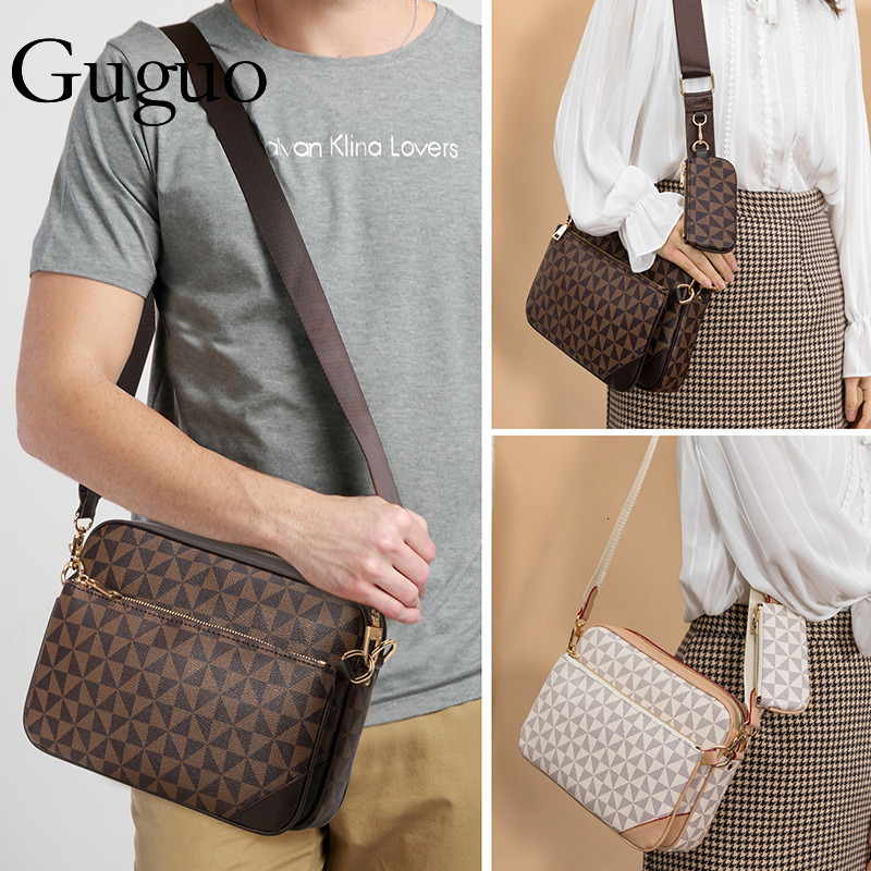 Guguo Free Shipping New Designer High-end Shopping Three-piece Set Printed Men's Easy-to-coordinate Retro Small Square Single Shoulder Bag Trendy