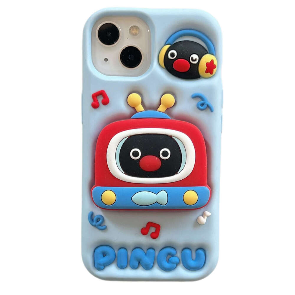 DHgargets Cute Penguin Suitable for iPhone15ProMax Phone Case 14Pro Silicone Anti-Fall 13 Cartoon Protective Cover