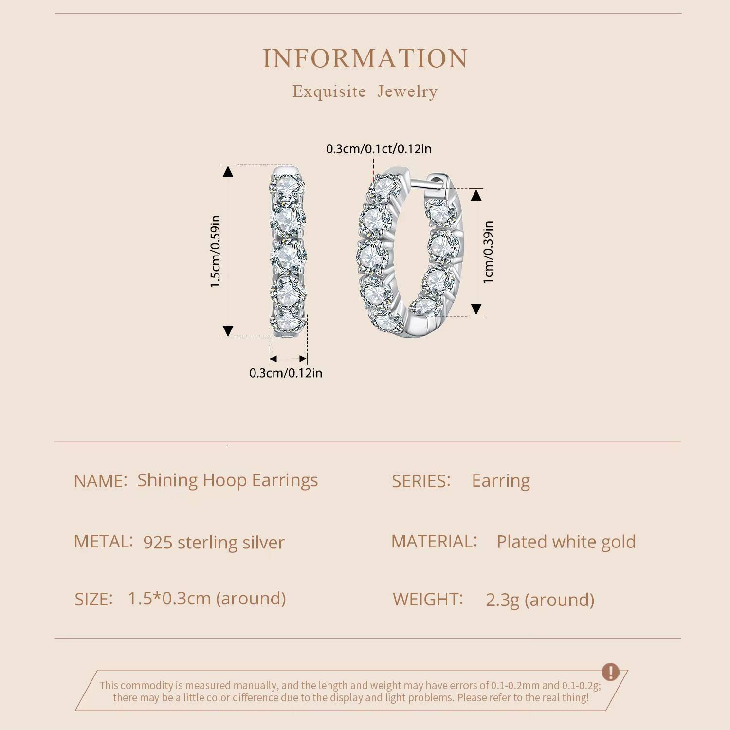 Trendy 925 Sterling Silver Rhodium Plated VVS Moissanite Huggie Hoop Earrings for Women 3mm Moissanite Diamond Earrings