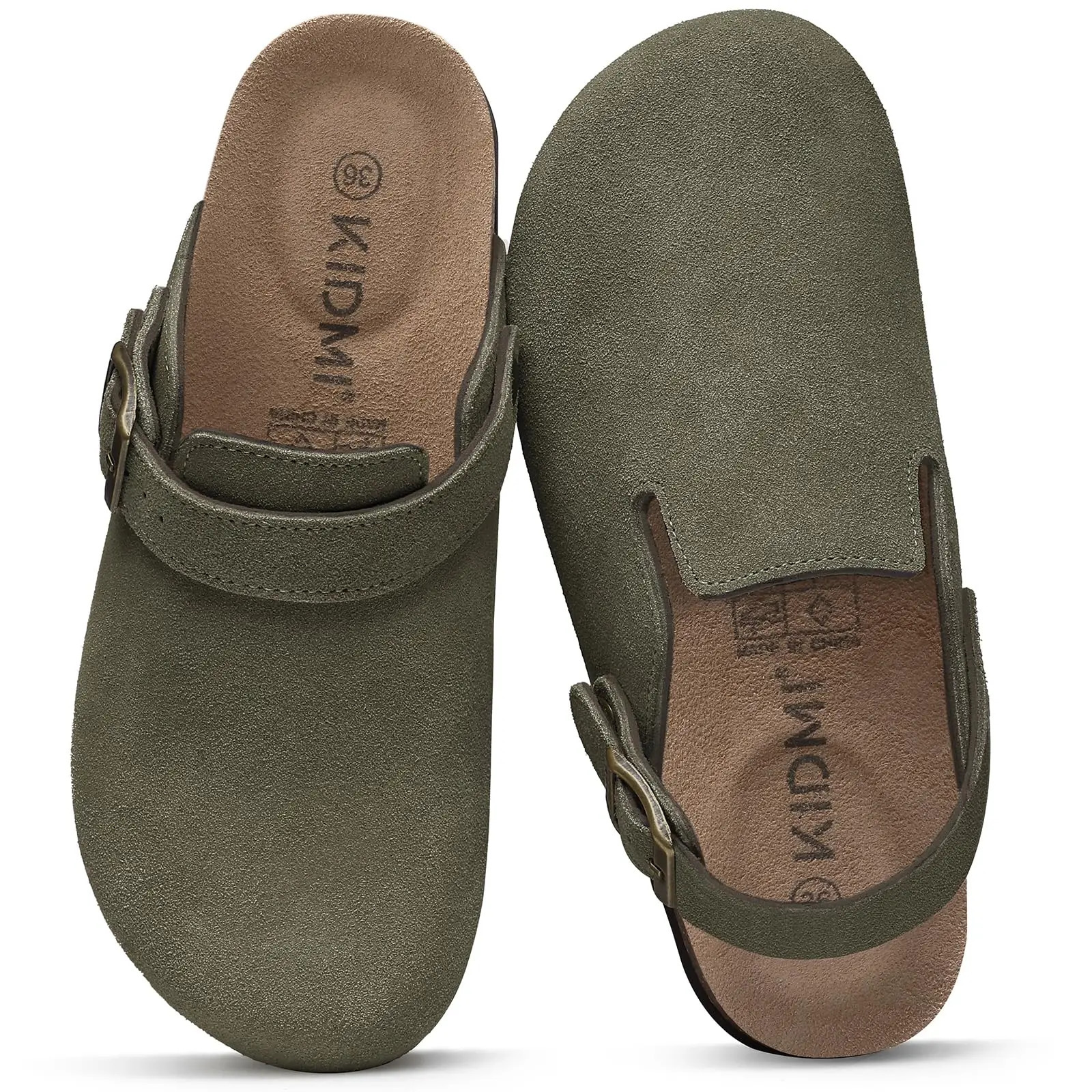 Crestar Women Cow Suede Clogs Cork Footbed Leather Mules Lady Outdoor Comfort Arch Support Potato Shoes With Adjustable Strap 250906