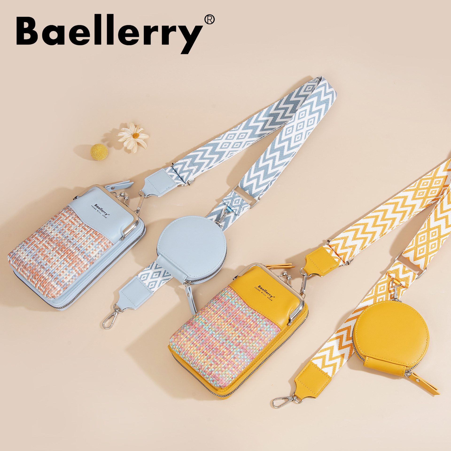 The 2025 hot new baellerry phone bag is a versatile crossbody single-shoulder bag with contrasting colors
