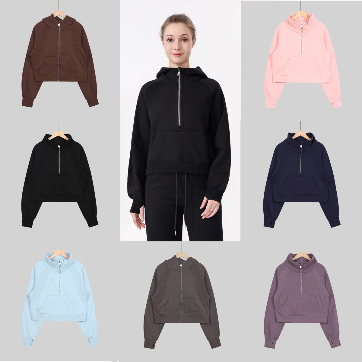 Yoga Scuba Hoodie Women Gold Zip Hoodies Gym Top Grade Yoga pants fashion Clothing Women Half-Zip Jackets Resort Style Outdoor Casual Hoodies Diving Yoga Jacket