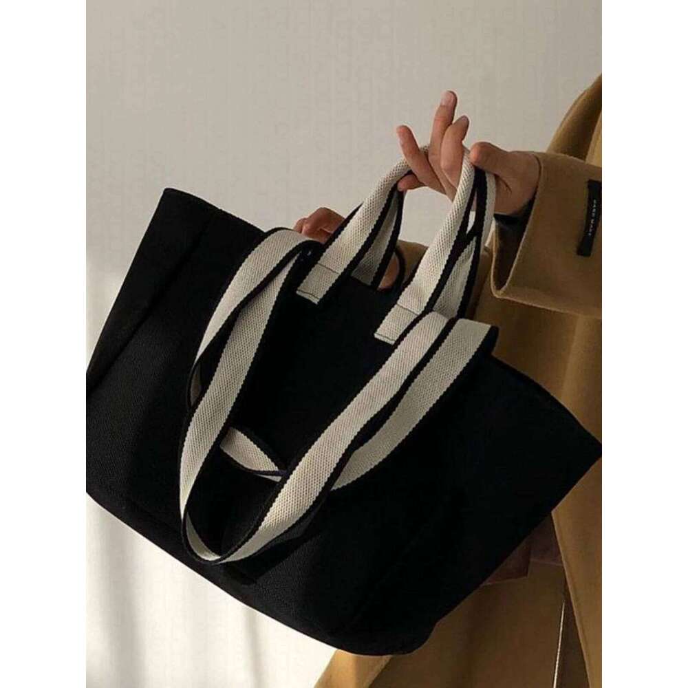 Casual Canvas Women's Single Oulder Environmentally Friendly Large Capaci Horizontal Tote Bag For Work