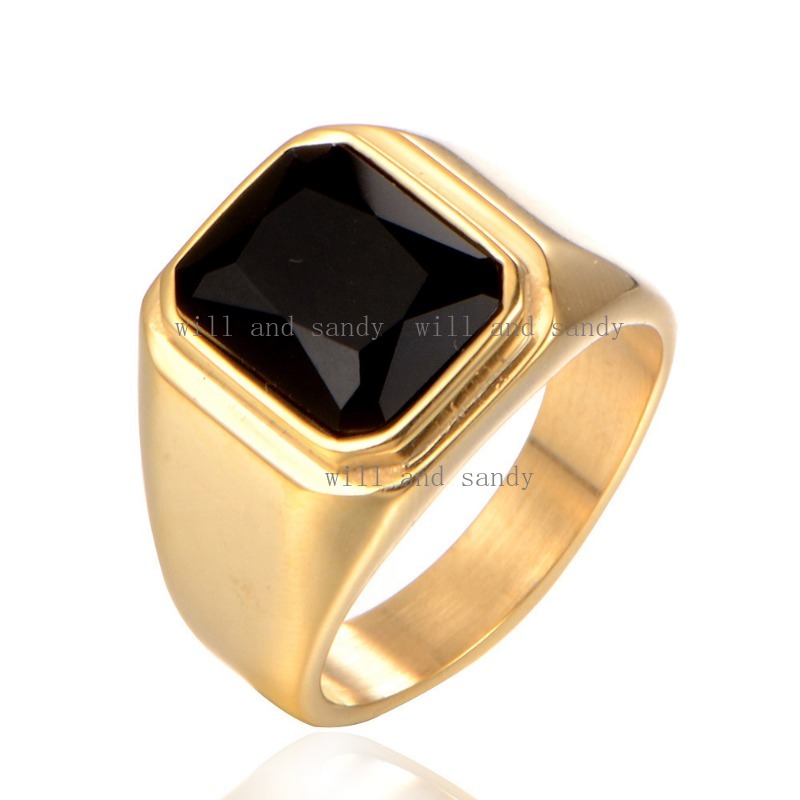 Gemstone Ring Luxury Signet Rings Non Tarnish Plated 18k Gold Stainless Steel Waterproof Emerald Rings Wedding Band for Men Designer Jewelry Gift for 