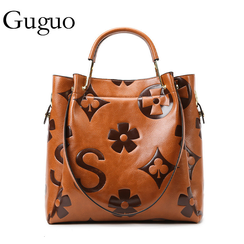 Guguo Free Shipping New Shopping Bucket For Women High-end Feel Fashionable Embossed Shoulder Office Commuter Bag Z260224