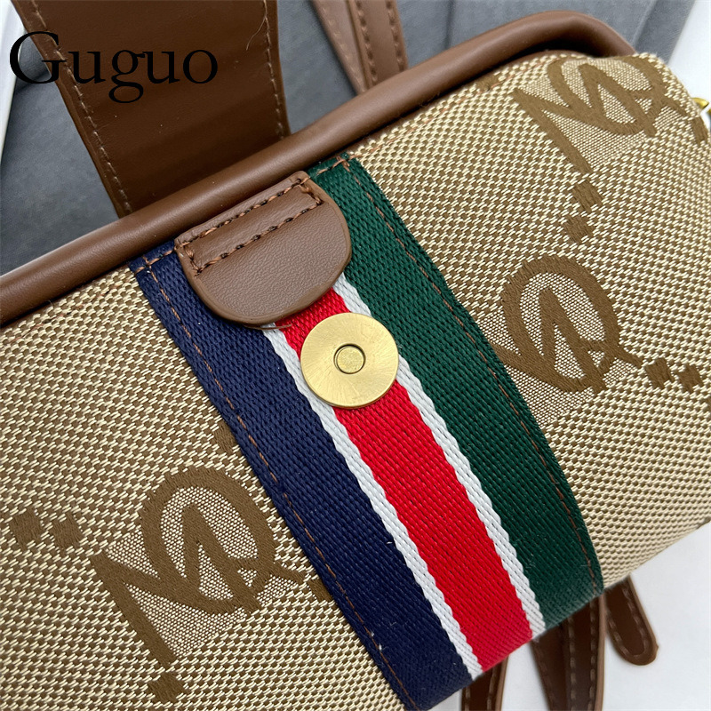 Guguo Free Shipping New High-end Shopping Women's Striped European And American Retro Classic Chain Underarm Shoulder Crossbody Bag Trend Z260124