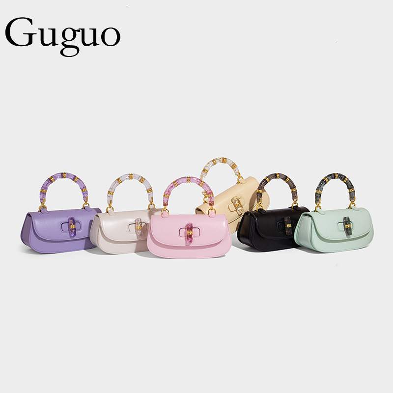 Guguo Free Shipping New Designer Bag High-end Shopping Bag Crystal Bamboo Knot Bag Versatile Saddle Bag Simple Trendy Small Bag Single Shoulder Crossb