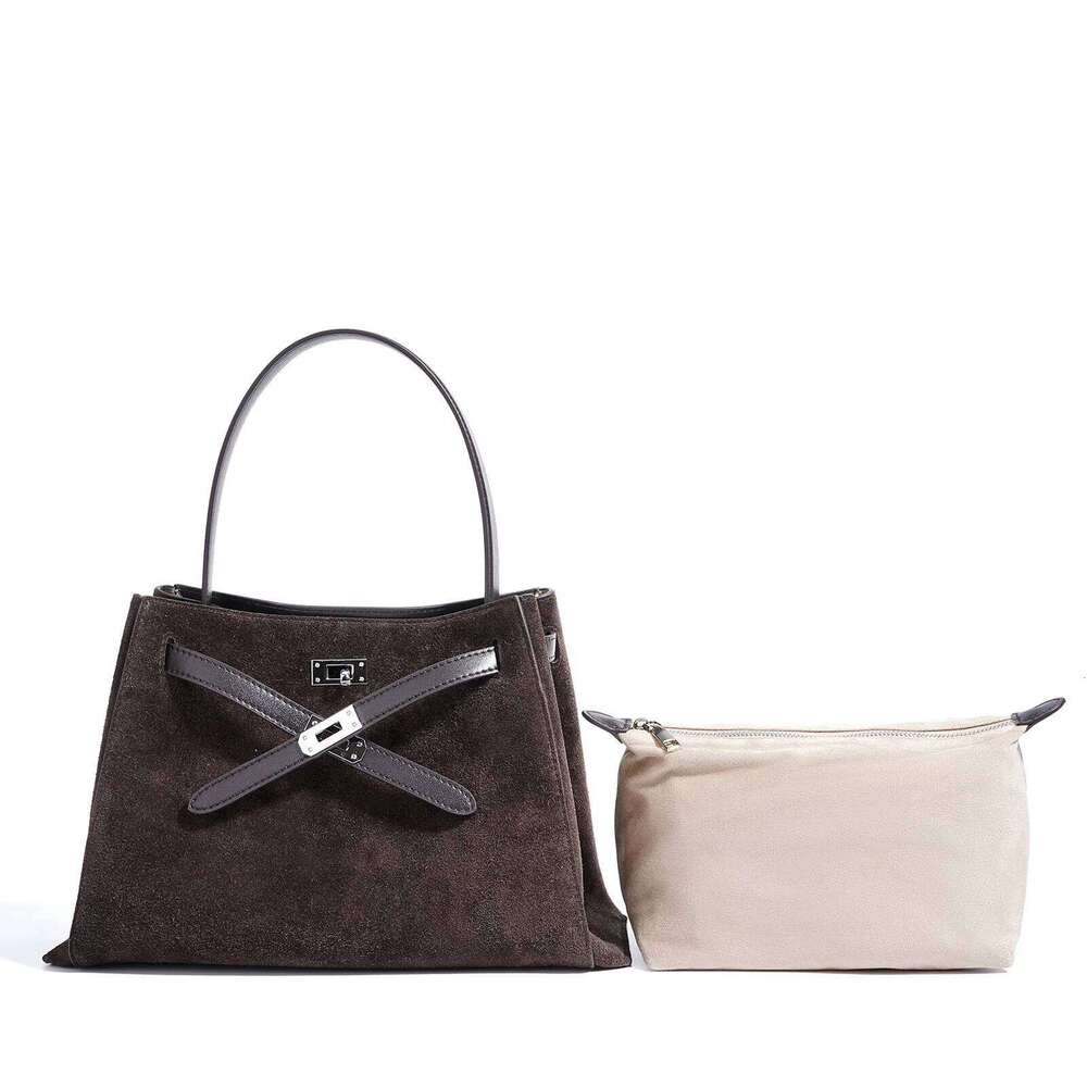 2026 Autumn Collection Elegant Vanilla Color Women Tote Cow + Suede Leather Women's Shoulder Bag For Business Handbag