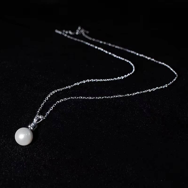 Light Luxury Fashion Freshwater Pearl Pendant Moissanite S925 Sterling Silver Necklace Female Valentines Day Gift