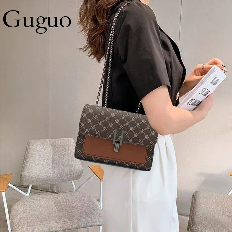 Guguo Free Shipping New Designer Bag High-end Shopping Bag Luxury Crossbody Bag Small Square Bag Polka Dot Print Versatile Fashion Shoulder Bag Chain 
