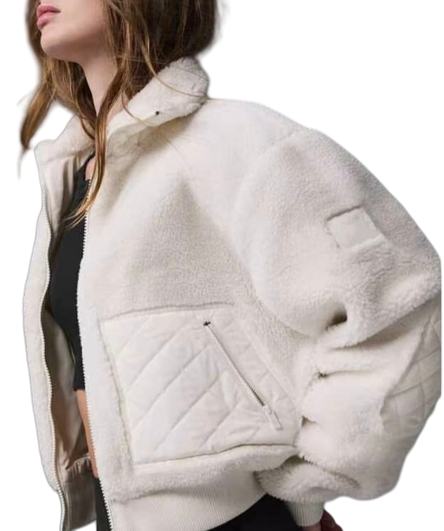 Autumn Winter Brown Lamb Wool Narcos Jacket Emerging Designer Stand Collar Patchwork Zipper Women's Thickened Warm Loose Sporty Casual High-end Kendou Style