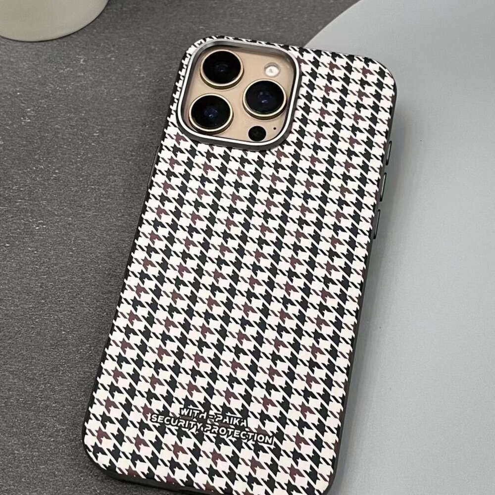 DHgargets New Houndstooth Compatible with Apple 16 Max Magnetic Phone Case 15 Pro Skin Feel 14 Shockproof Protective Cover