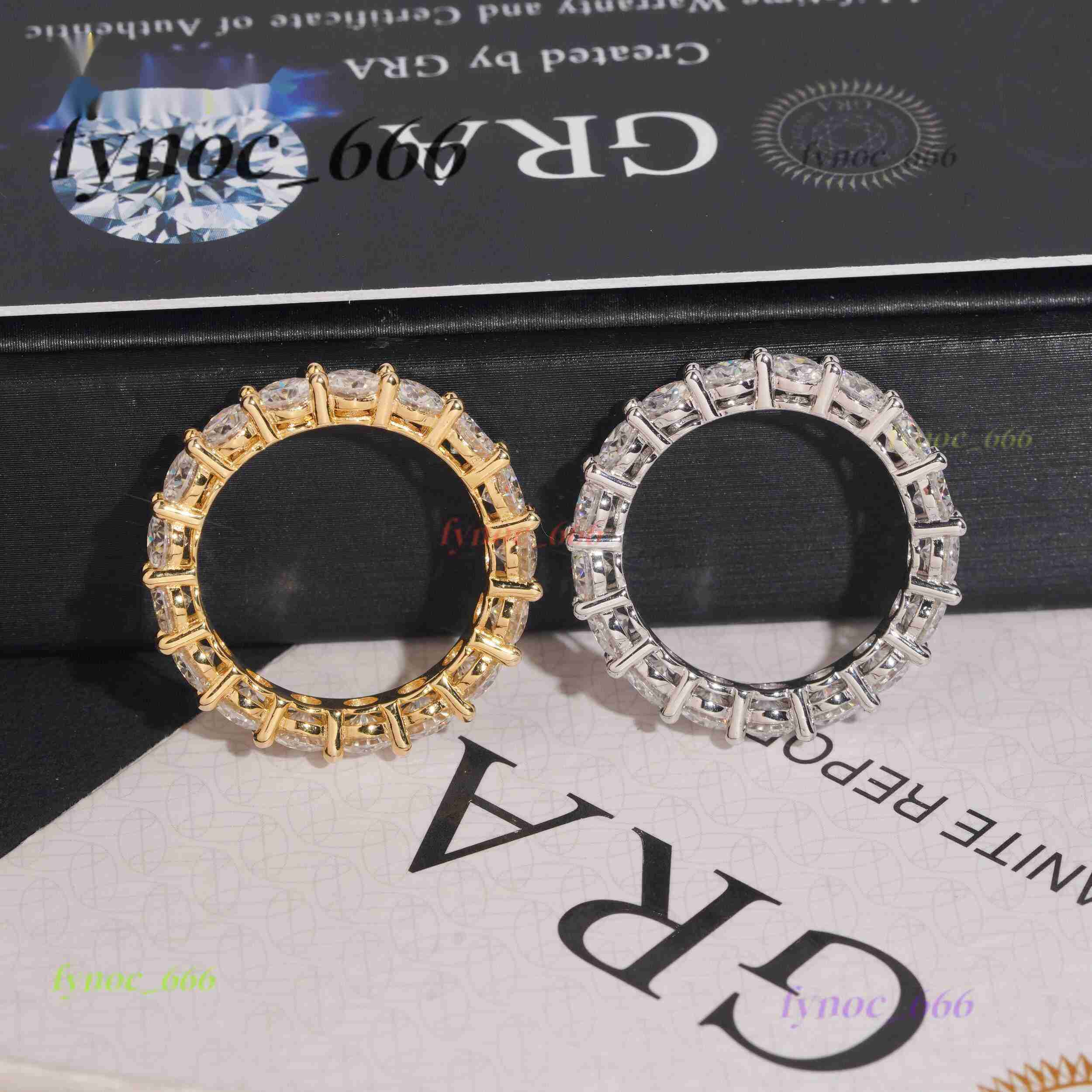 Fancy Jewelry Diamond Ring 925 Sterling Silver Hip Hop Moissanite Stacking Rings Couple Love Rings