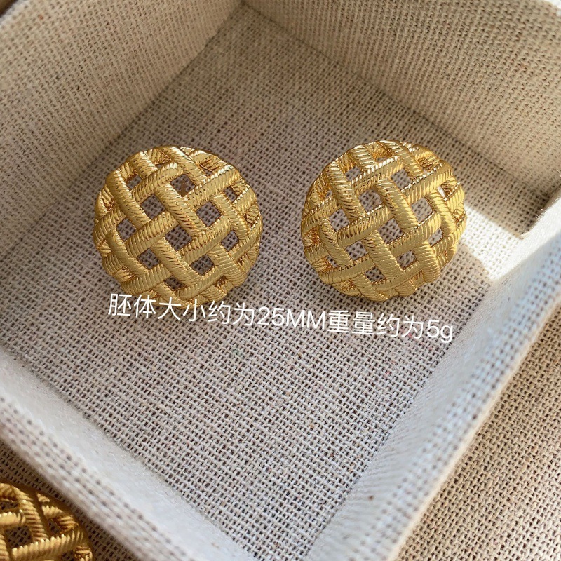 Earrings quality Jewelry European And American Retro Round Hollow For Women Hong Kong Style Stud S925 Silver Needle Earrings