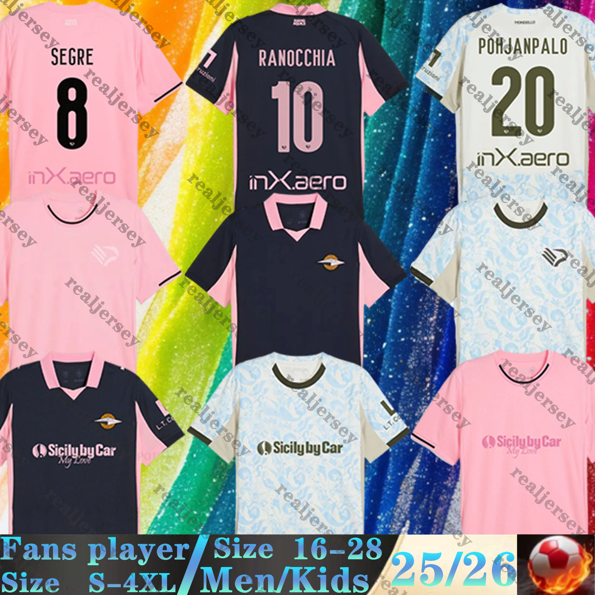 25 26 Palermos Soccer Jerseys POHJANPALO BRUNORI LE DOUARON INSIGNEDI 2025 2026 Football Shirts MARIANO GOMES BANIYA SEGRE HENRY VERRE home Away 3RD Men Kids Kit