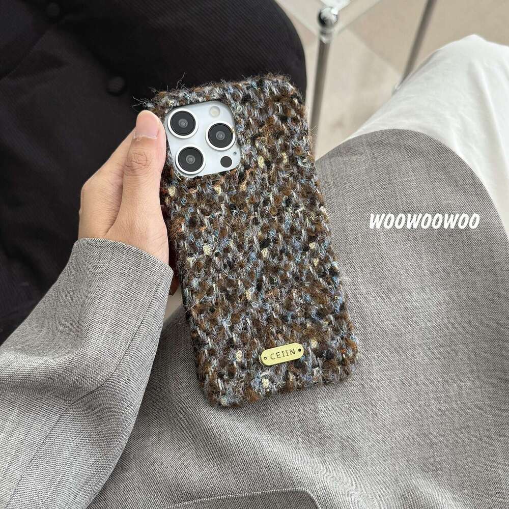 DHgargets Autumn Winter High-End Light Luxury Chanel Style Woven Gold Thread Plush Phone Case Compatible with iPhone Max Apple 15 New 14 Fashionable 1