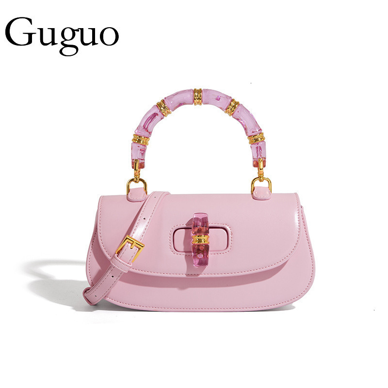 Guguo Free Shipping New Designer Bag High-end Shopping Bag Crystal Bamboo Knot Bag Versatile Saddle Bag Simple Trendy Small Bag Single Shoulder Crossb