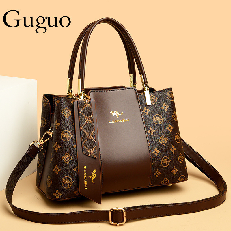 Guguo Free Shipping New Designer Bag High-end Shopping Bag Soft Leather Single Shoulder Crossbody Bag Women's Handbag Patchwork Color Block Vinta