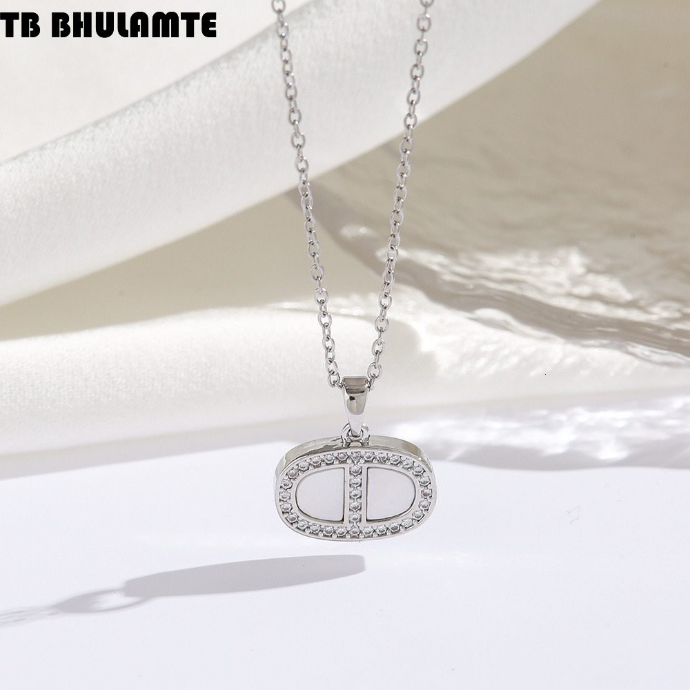 Super Bright Diamond Inlaid With European And American Letters Women's Necklace Designer Fashionable Luxury Popular Pendant High-end Pig Nose Tit