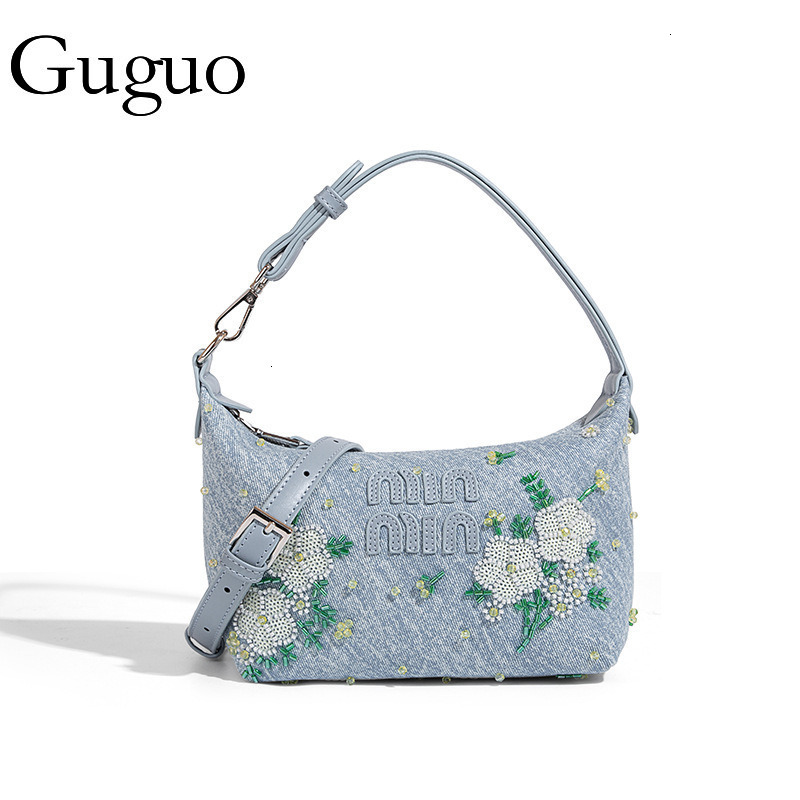 Guguo Free Shipping New Designer Bag High-end Shopping Bag Fashion Versatile Niche Embroidery Beaded Commuter High-end Small Tote Handbag Shoulder Bag