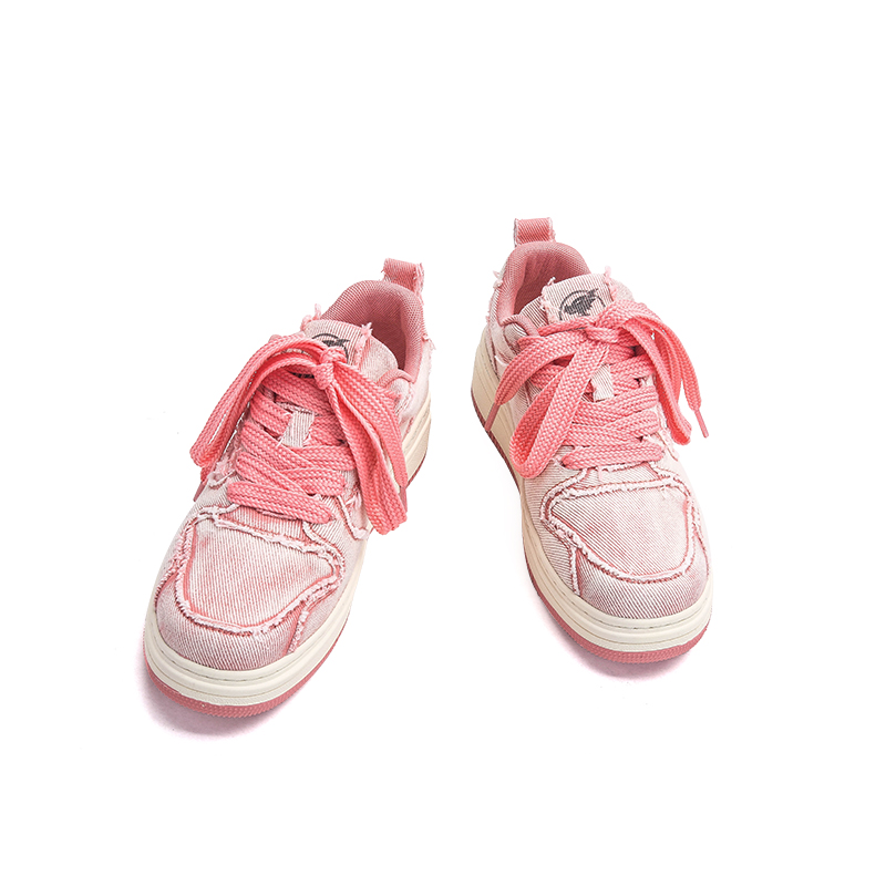 Pink women's board shoes versatile trendy shoes casual height increasing sports shoes autumn new denim breathable fashionable casual sports shoes