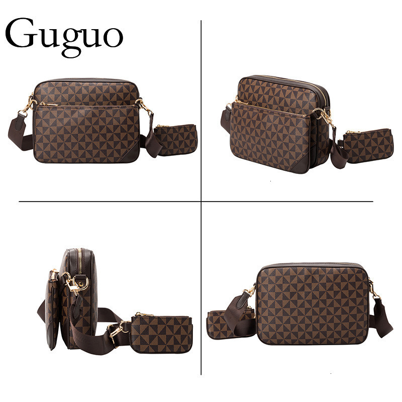 Guguo Free Shipping New Designer High-end Shopping Three-piece Set Printed Men's Easy-to-coordinate Retro Small Square Single Shoulder Bag Trendy