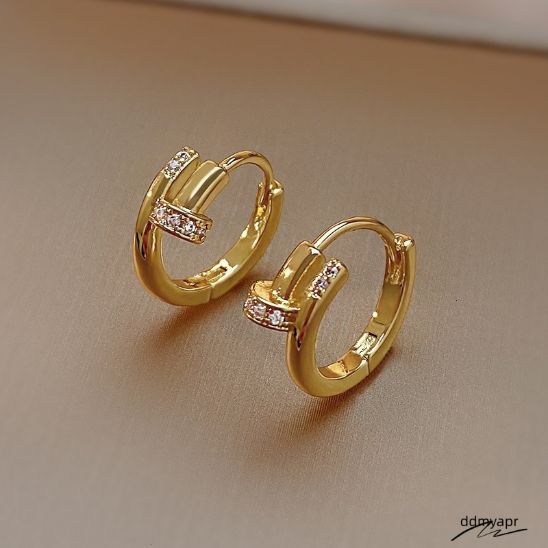 Simple Shiny Crystal Zircon Hoop Earrings For Women Rhinestone Metal Gilding Cartilage Ear Piercing Jewels Girls Gift 250711 Ddmyhome