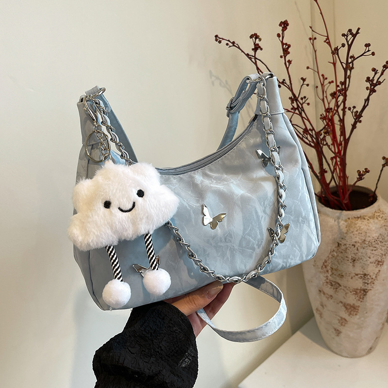 2025 autumn new French niche design fashionable versatile elegant shoulder bag cute bow fold women's crossbody bag bag designer bag