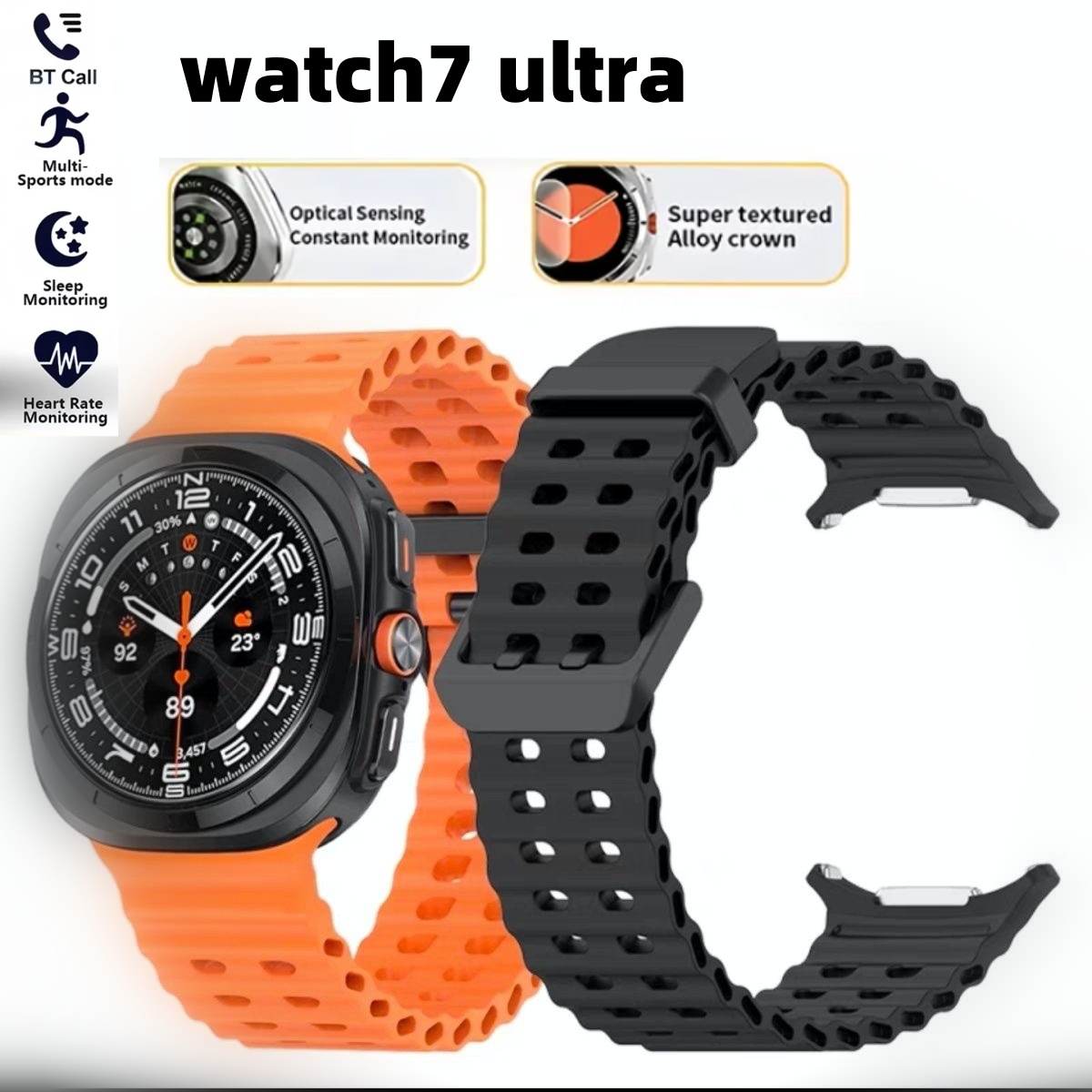 2025 Ultra Smart Watch with 1.46-inch Round Screen, Gesture Control, Bluetooth Calling, Heart Rate Monitor, Compass, Activity Watch, and Sports Wristband