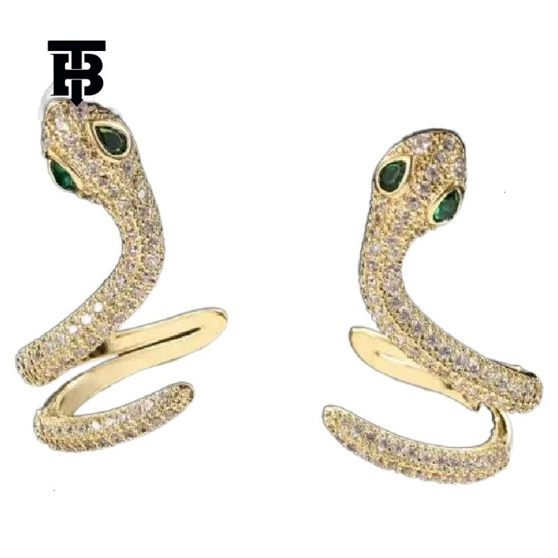 TB BHULAMTE Designer Diamond Studded Sparkling Snake Shaped Earrings For Party Wear Luxurious High-end Accessories Elegant Niche Earrings Jewelry