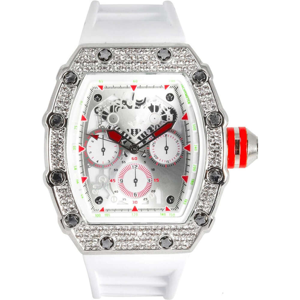 Designer watch, hip-hop style brand designer watch, hollowed out creative barrel-shaped dial silicone strap multi-functional watch.