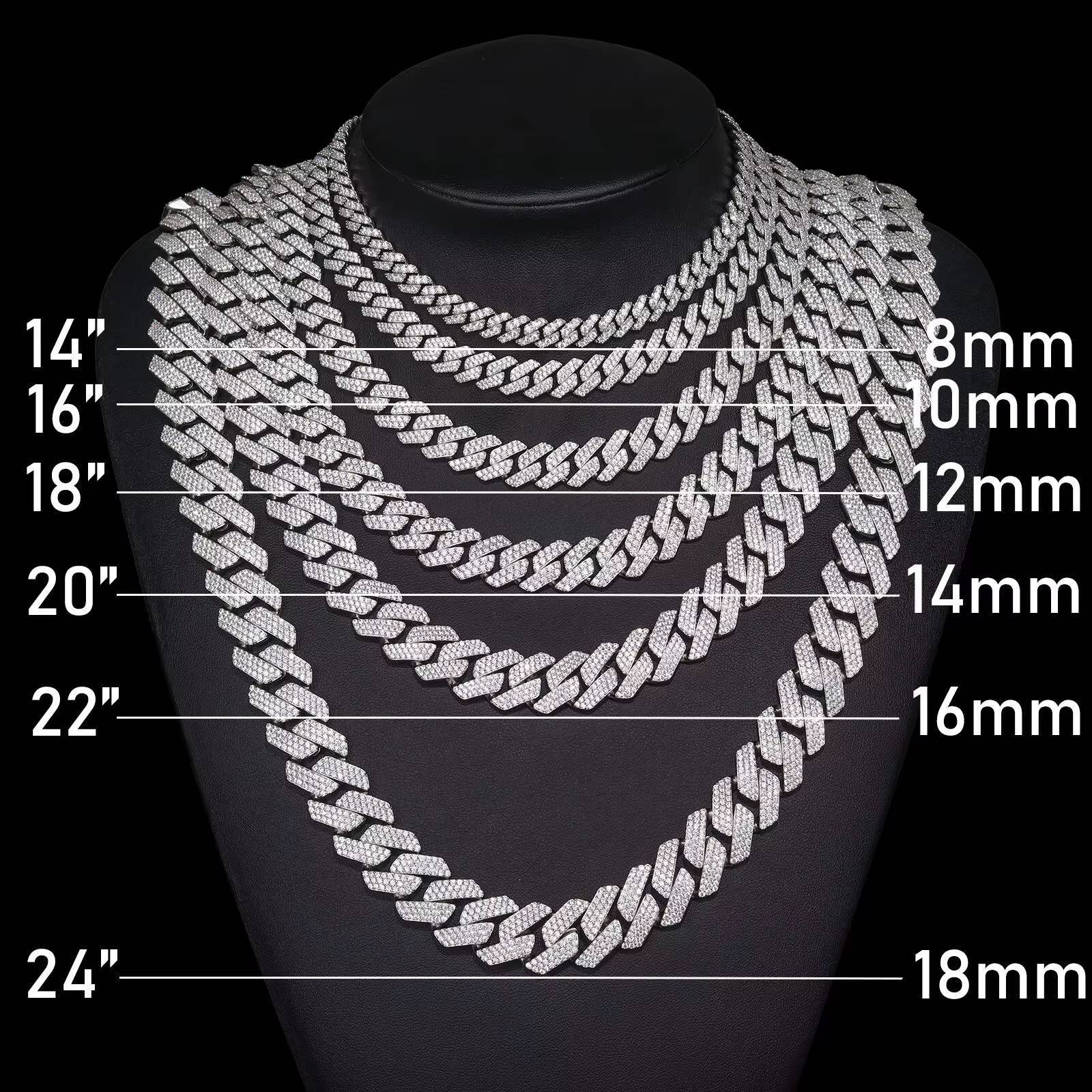 Hot Selling 925 Pure Silver Cuban Rose Gold Necklace High Quality 30mm 24 Inch VVS Moissanite Top Seller