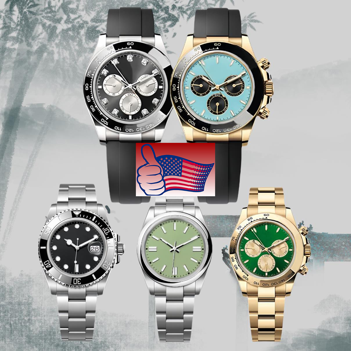 Luxury men's automatic mechanical design 41mm watches fashion 904L all stainless steel strap light blue classic swimming night light blue treasure watches
