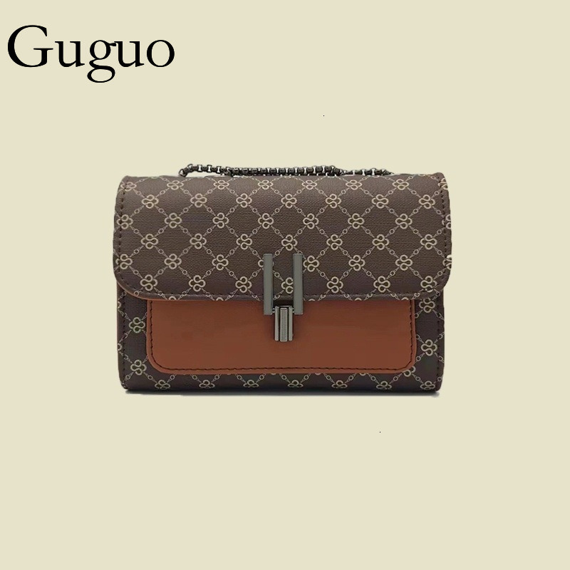Guguo Free Shipping New Designer Bag High-end Shopping Bag Luxury Crossbody Bag Small Square Bag Polka Dot Print Versatile Fashion Shoulder Bag Chain 