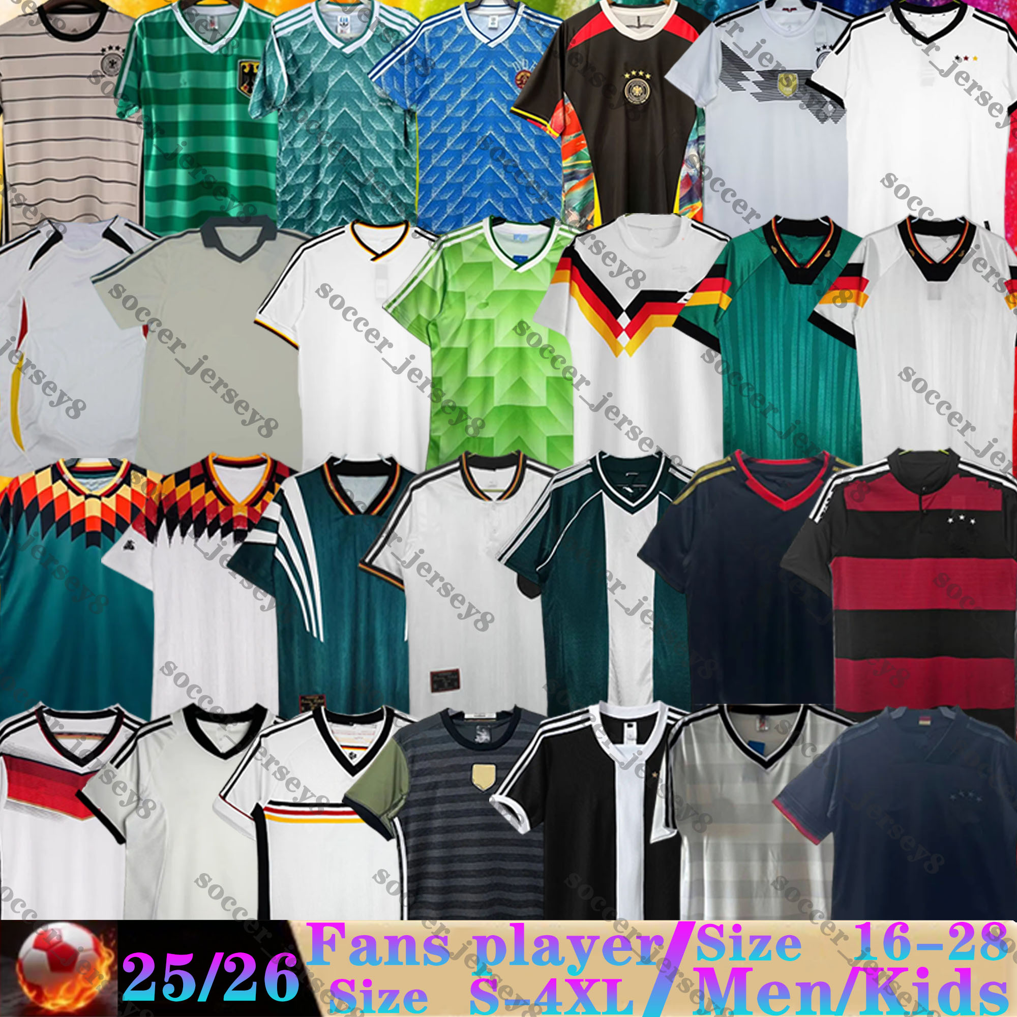 Germany Soccer Jersey Retro home away 02 2004 2010 14 16 KLINSMANN Matthias KALKBRENNER Littbarski BALLACK KLOSE 1980 88 90 92 94 96 98 football shirts men kids kit