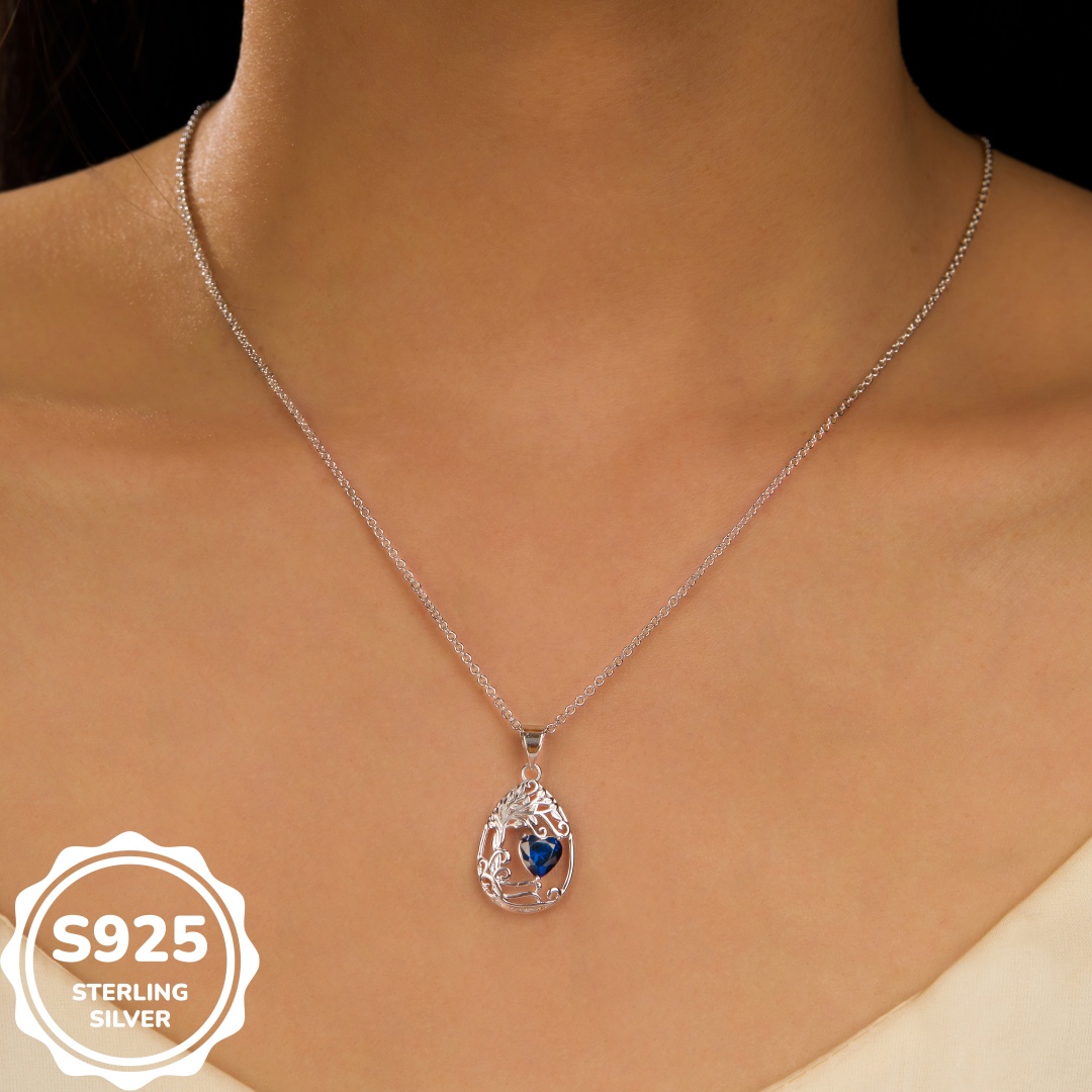 MT Best-selling S925 Sterling Silver Tear Drop Pendant Birthstone Necklace Gemstone Anniversary Birthday Jewelry Graduation Gift Fast free Shipping