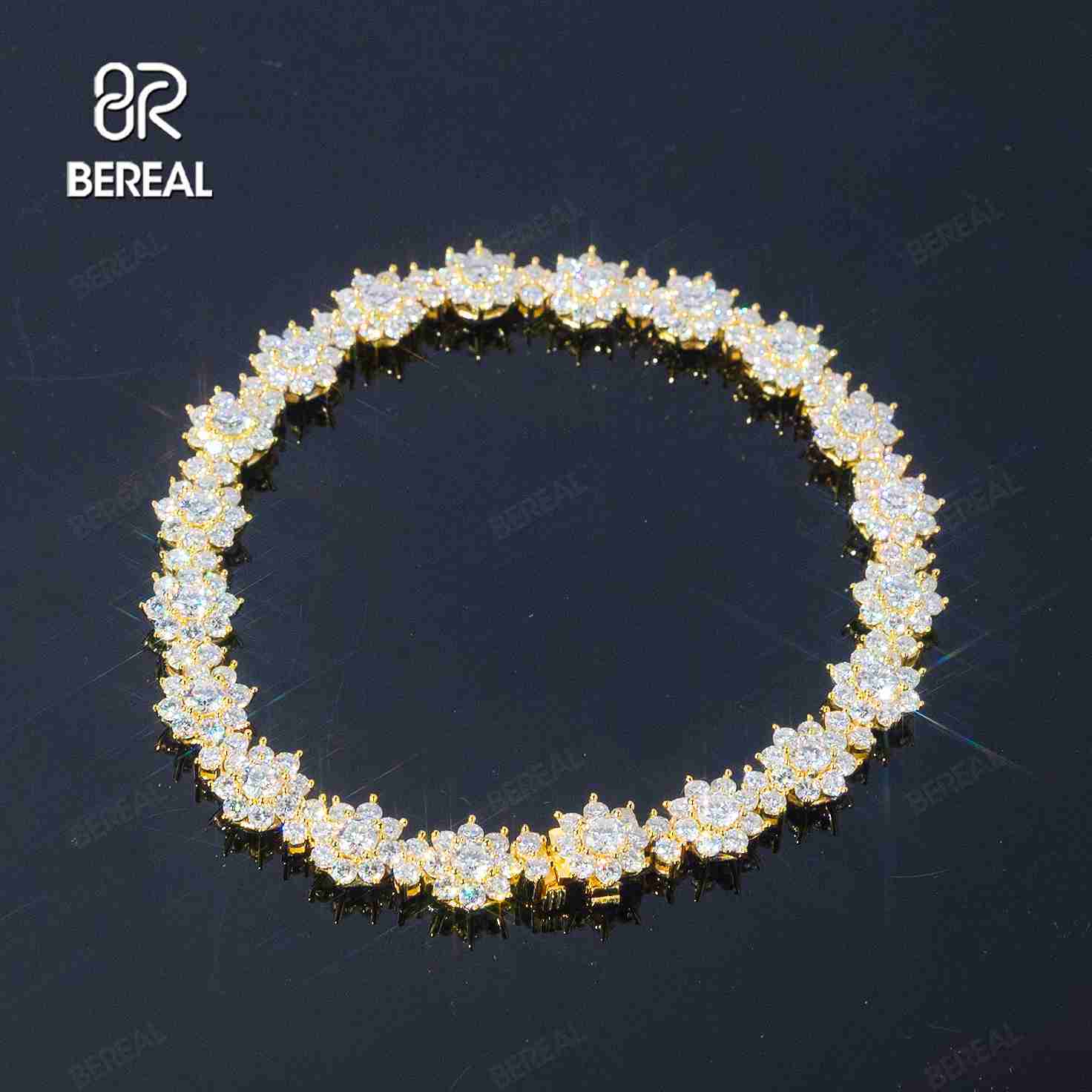 Luxury 84CT Vvs Lab Grown Diamond Tennis Chain Bracelet Factory Outlet Yellow Gold 925 Silver Tennis Bracelet Women Jewelry